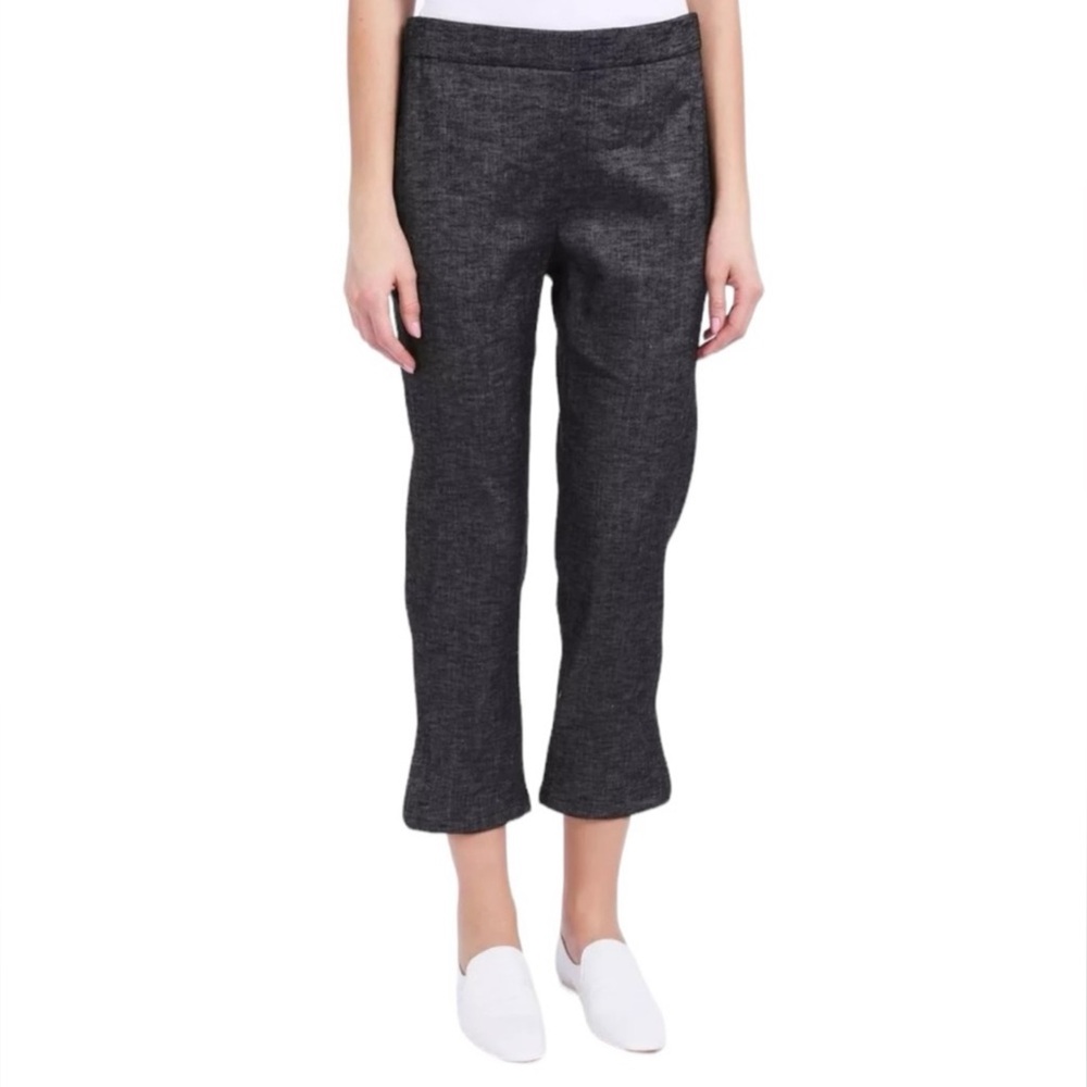 Theory EUC Thorina Tierra Wash Linen Blend Crop Pants Dark Heather Grey Size 8